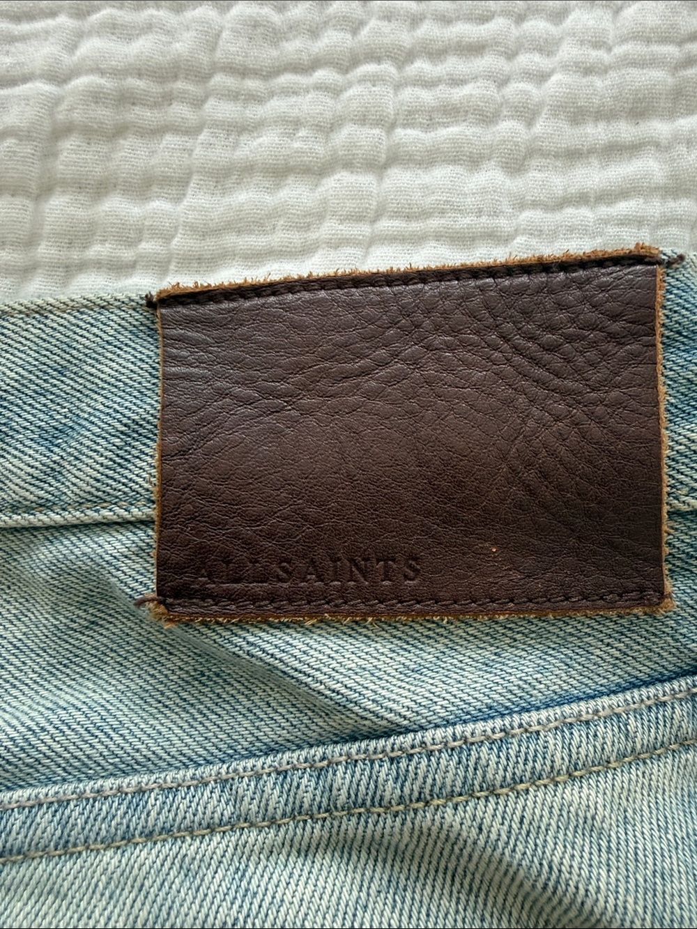 All Saints Men's Washed Blue Distressed Denim Shorts - Picture 4 of 6